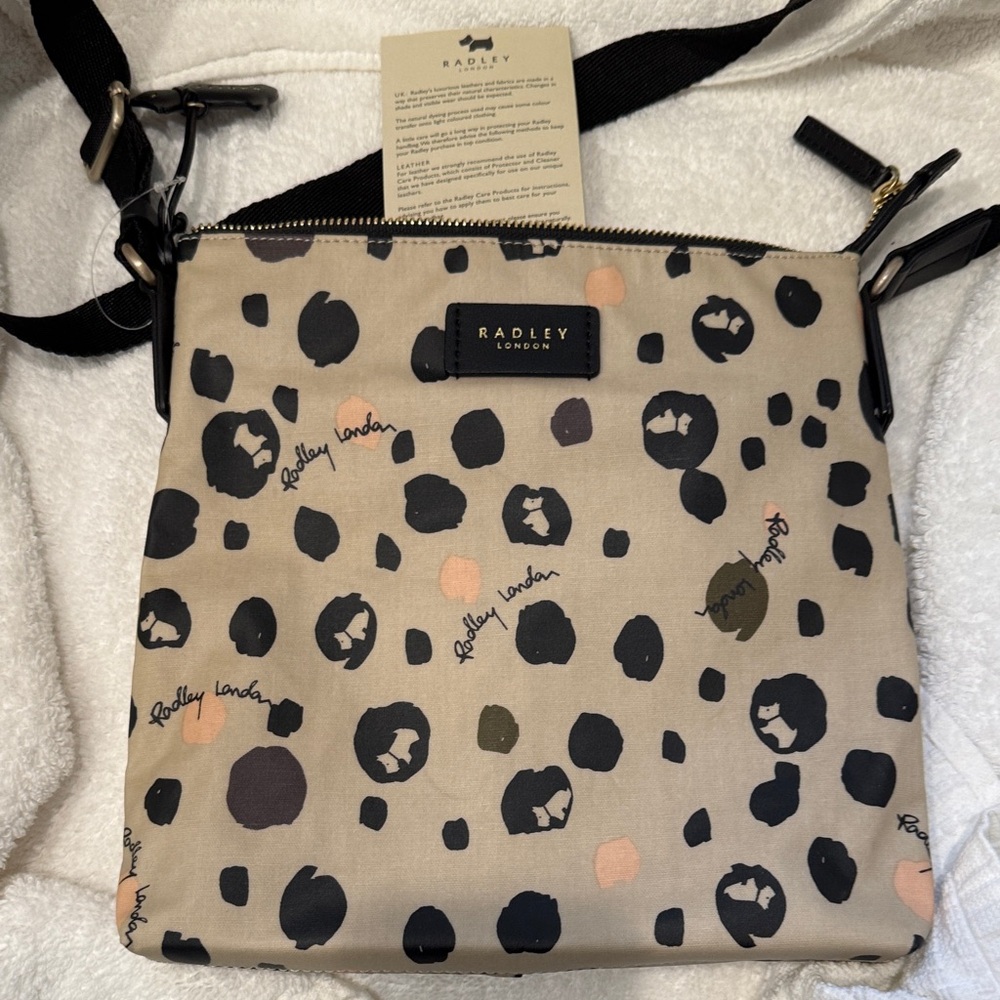 Radley London Beige and Black Patterned Crossbody Bag